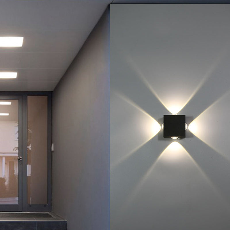Lámpara de pared LED geométrica negra en el estilo de pared de aluminio de estilo conciso moderno con sombra de vidrio