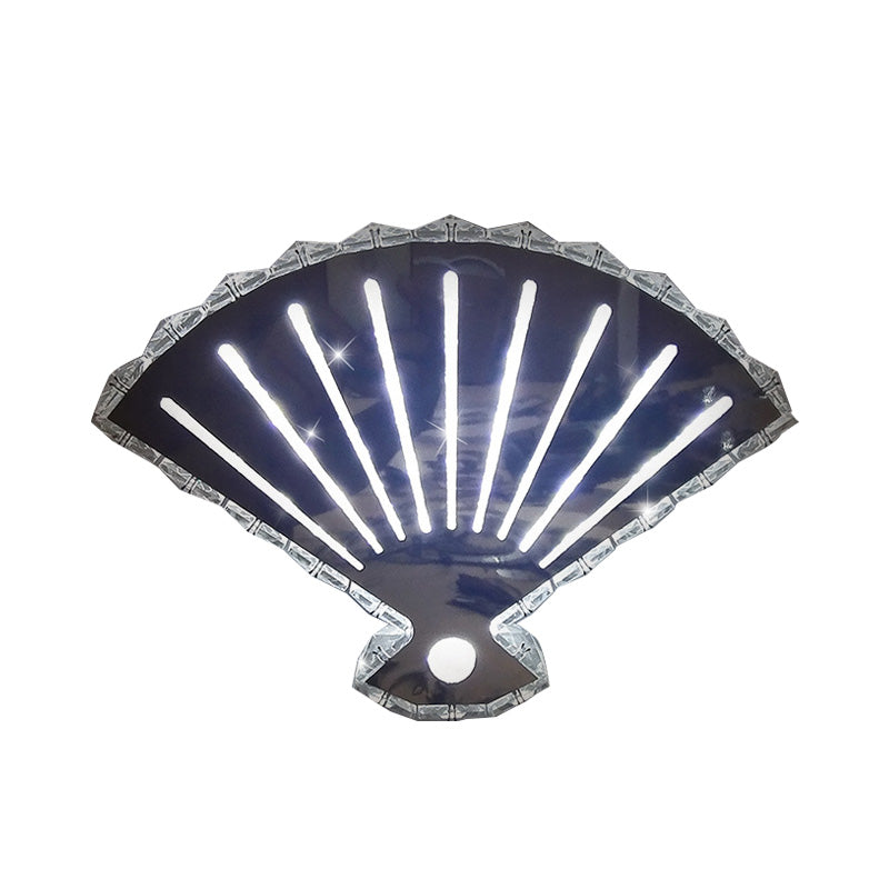 Black Fan Wall Lamp Minimal LED Beveled Crystal Wall Mounted Lighting in Warm/White Light