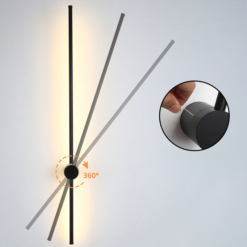 Moderner einfacher Stil Linearer Schatten Wandleuchten Metal 1 Leichte Leuchten im schwarzen Finish