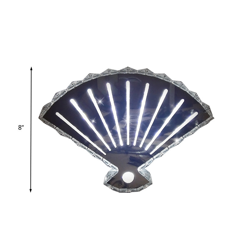 Black Fan Wall Lamp Minimal LED Beveled Crystal Wall Mounted Lighting in Warm/White Light