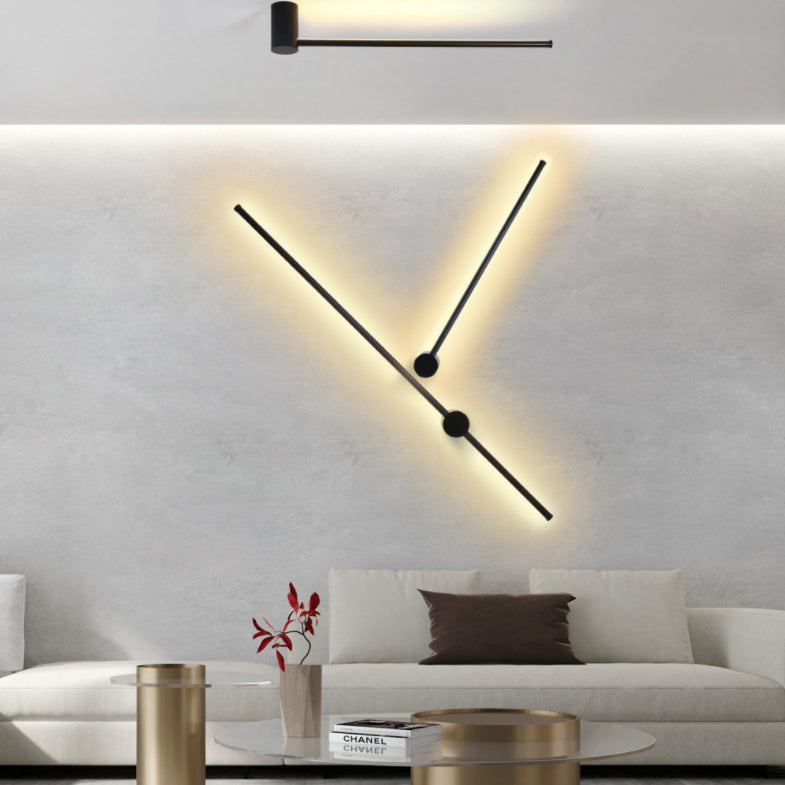 Moderner einfacher Stil Linearer Schatten Wandleuchten Metal 1 Leichte Leuchten im schwarzen Finish