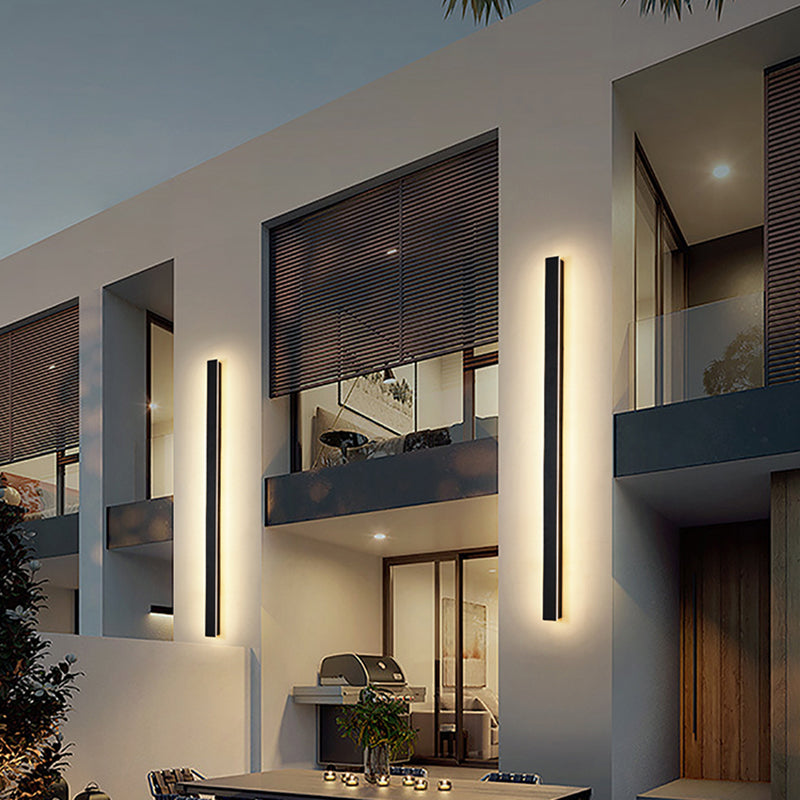 Moderner einfacher Stil Linearer Schatten Wandleuchten Metal 1 Leichte Leuchten im schwarzen Finish