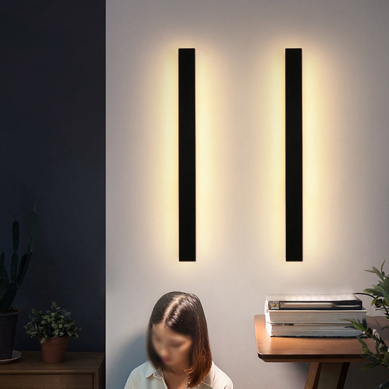 Moderner einfacher Stil Linearer Schatten Wandleuchten Metal 1 Leichte Leuchten im schwarzen Finish