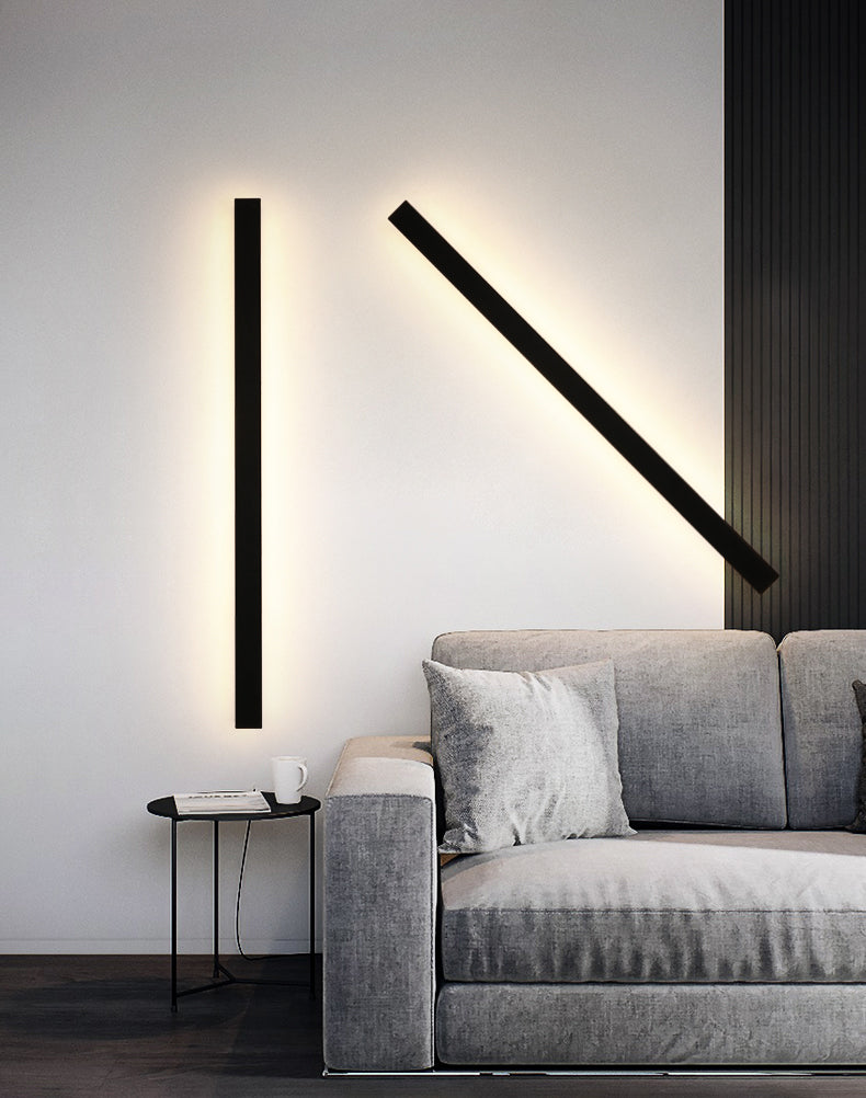 Moderner einfacher Stil Linearer Schatten Wandleuchten Metal 1 Leichte Leuchten im schwarzen Finish