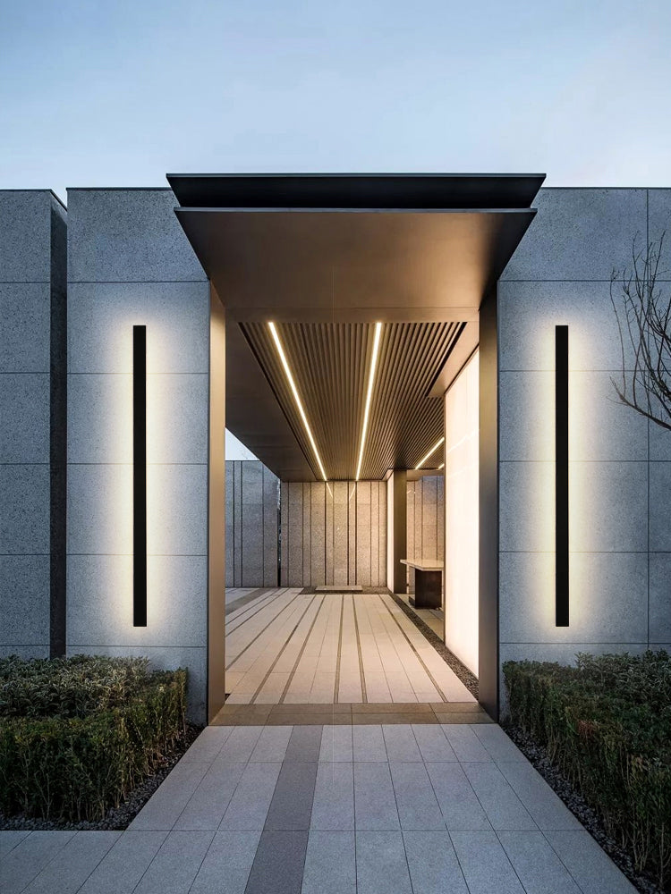 Moderner einfacher Stil Linearer Schatten Wandleuchten Metal 1 Leichte Leuchten im schwarzen Finish