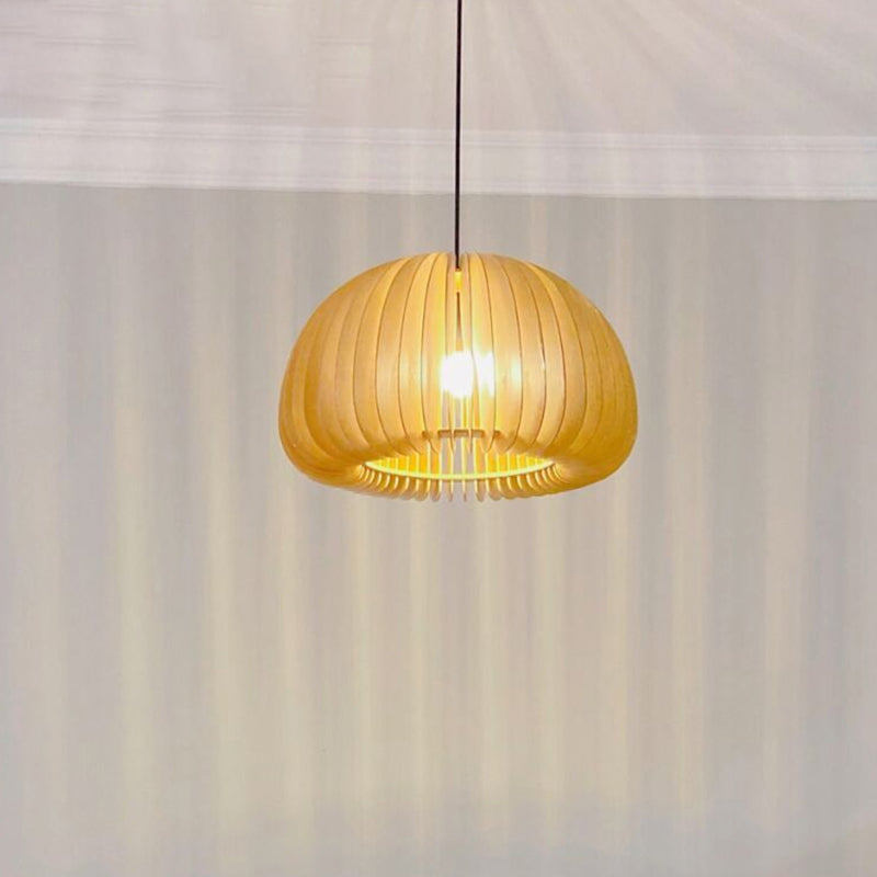 Simplicity Pumpkin Hanging Light Kit Wood 1-Light Ceiling Light for Dining Room