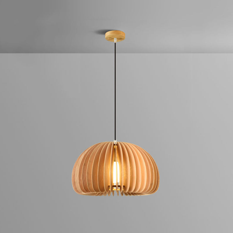 Simplicity Pumpkin Hanging Light Kit Wood 1-Light Ceiling Light for Dining Room