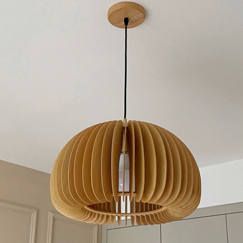 Simplicity Pumpkin Hanging Light Kit Wood 1-Light Ceiling Light for Dining Room