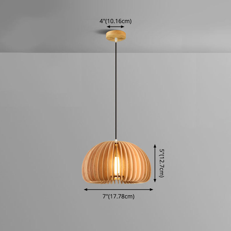 Simplicity Pumpkin Hanging Light Kit Wood 1-Light Ceiling Light for Dining Room