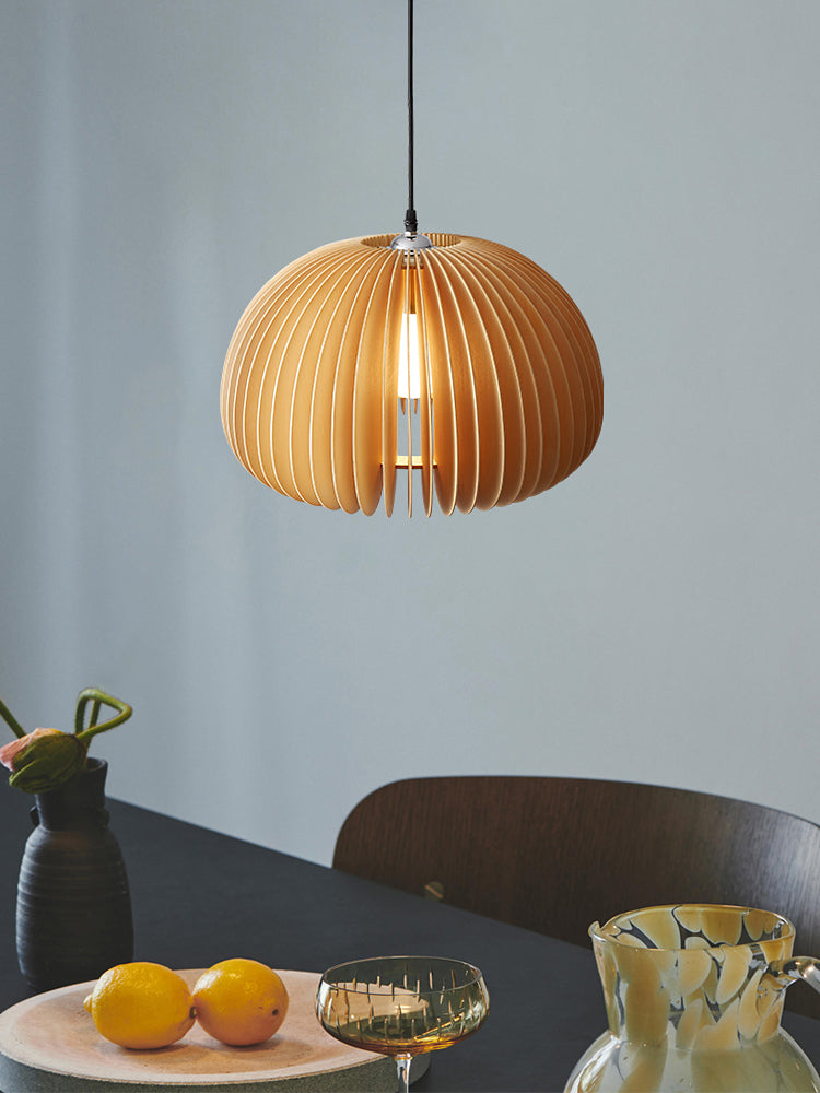 Simplicity Pumpkin Hanging Light Kit Wood 1-Light Ceiling Light for Dining Room