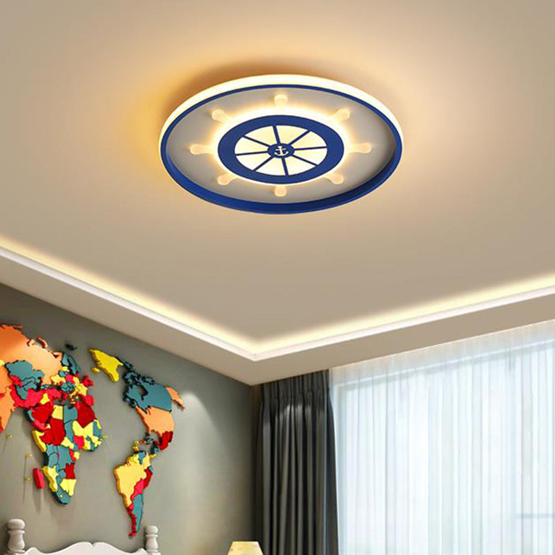 Luminaire encastré LED minimaliste plafonnier cercle bleu avec abat-jour en métal
