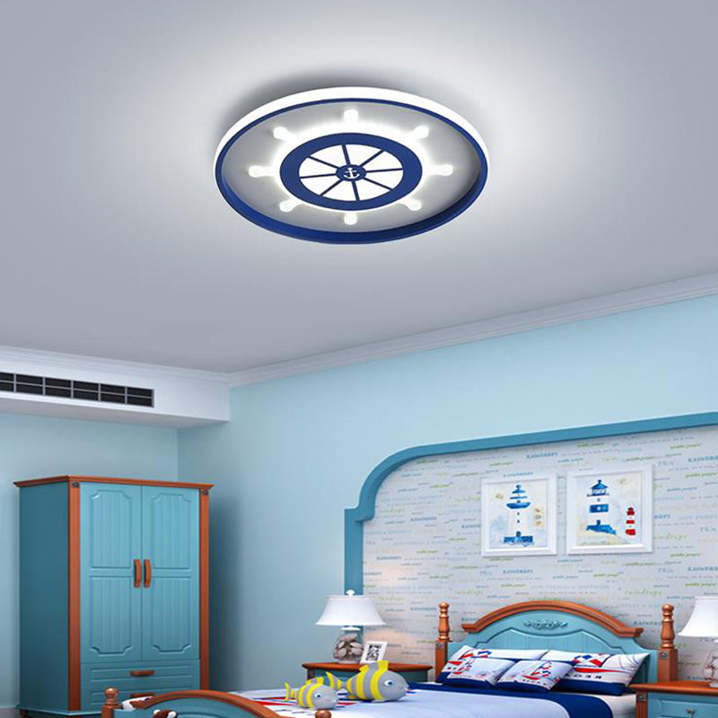 Luminaire encastré LED minimaliste plafonnier cercle bleu avec abat-jour en métal
