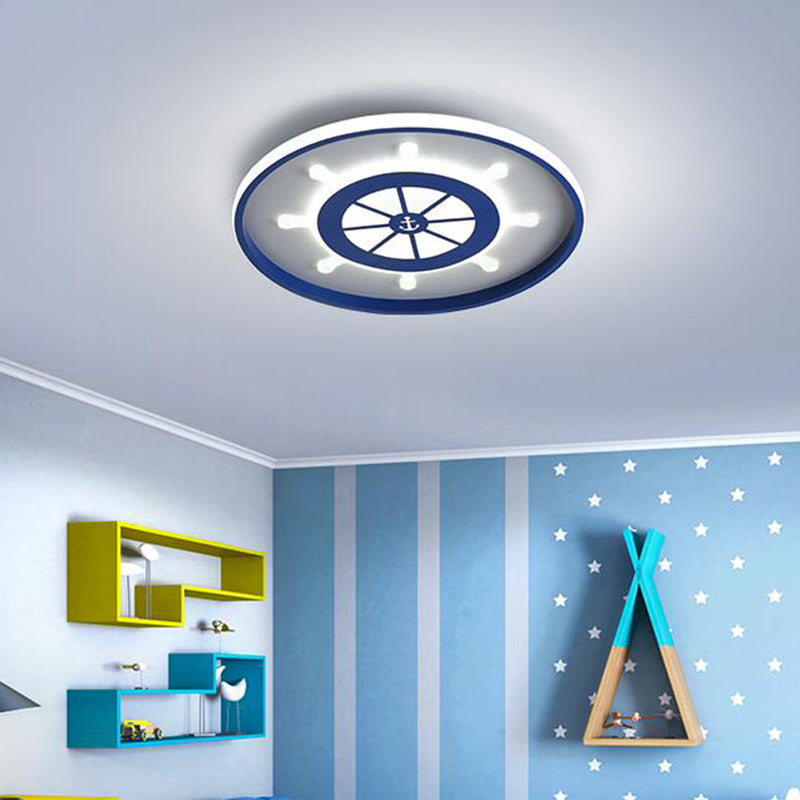 Luminaire encastré LED minimaliste plafonnier cercle bleu avec abat-jour en métal