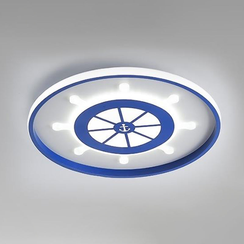 Luminaire encastré LED minimaliste plafonnier cercle bleu avec abat-jour en métal
