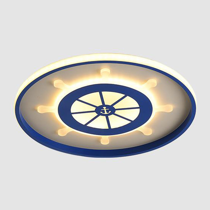Luminaire encastré LED minimaliste plafonnier cercle bleu avec abat-jour en métal