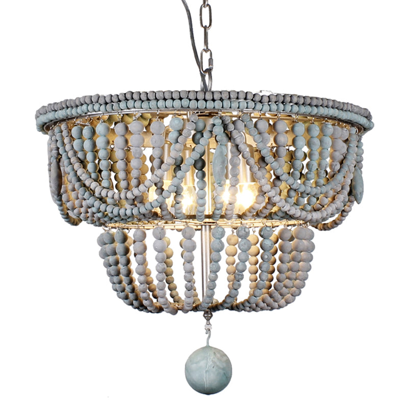 Lampe suspension de suspension de plafond de style plafond de style lustre en bois en forme de panier en forme de panier