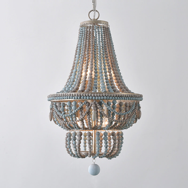 Lampe suspension de suspension de plafond de style plafond de style lustre en bois en forme de panier en forme de panier