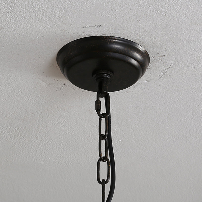 5 Bulbs Candle Hanging Lamp Countryside Distressed White Iron Chandelier Lighting with Wood Beads
