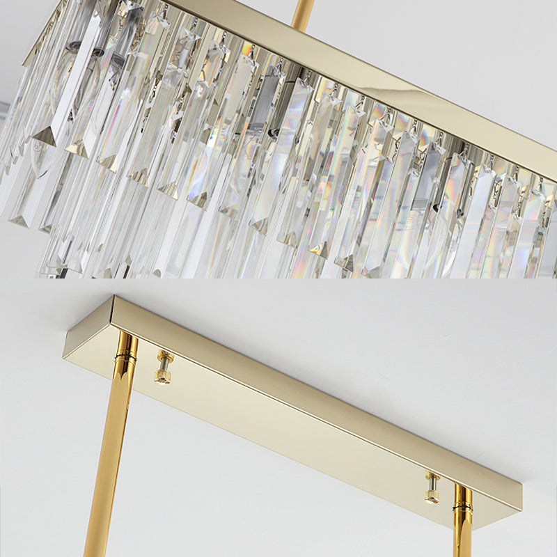 Rectangle Crystal Island Pendant Light Minimalist Style Clear Island Light Fixture