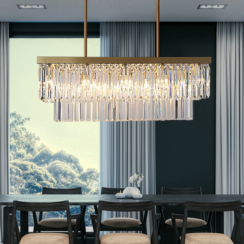 Rettangolo Crystal Island Pendant Light Minimalist Style Clear Island Flachture
