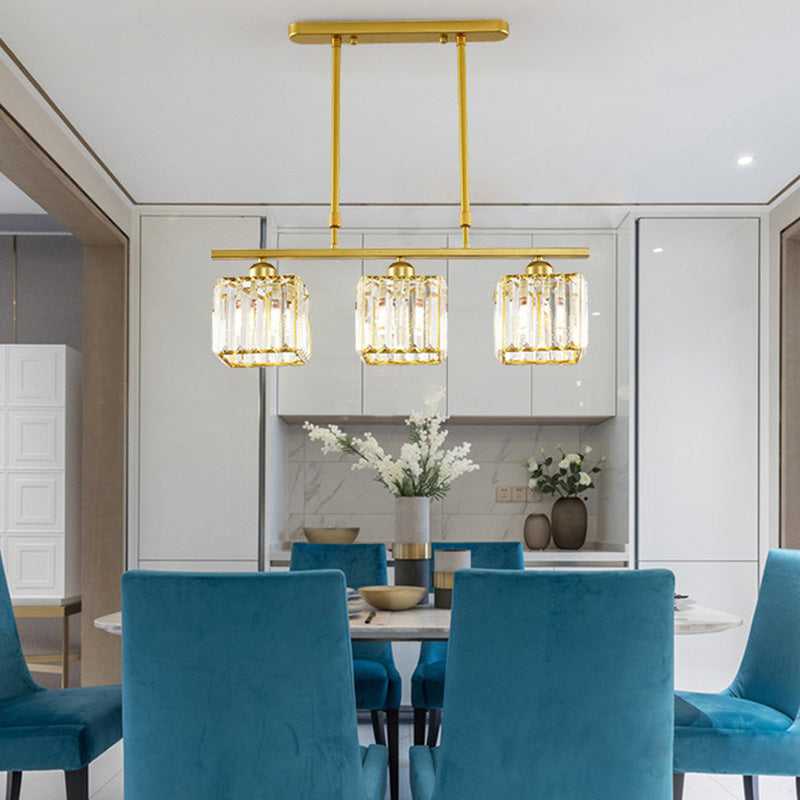 Squares oro Isola illuminazione Isola Stile Minimalista Crystal Island Pendant Light