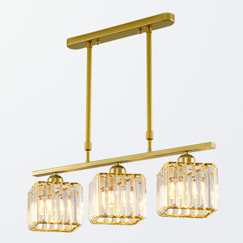 Squares oro Isola illuminazione Isola Stile Minimalista Crystal Island Pendant Light