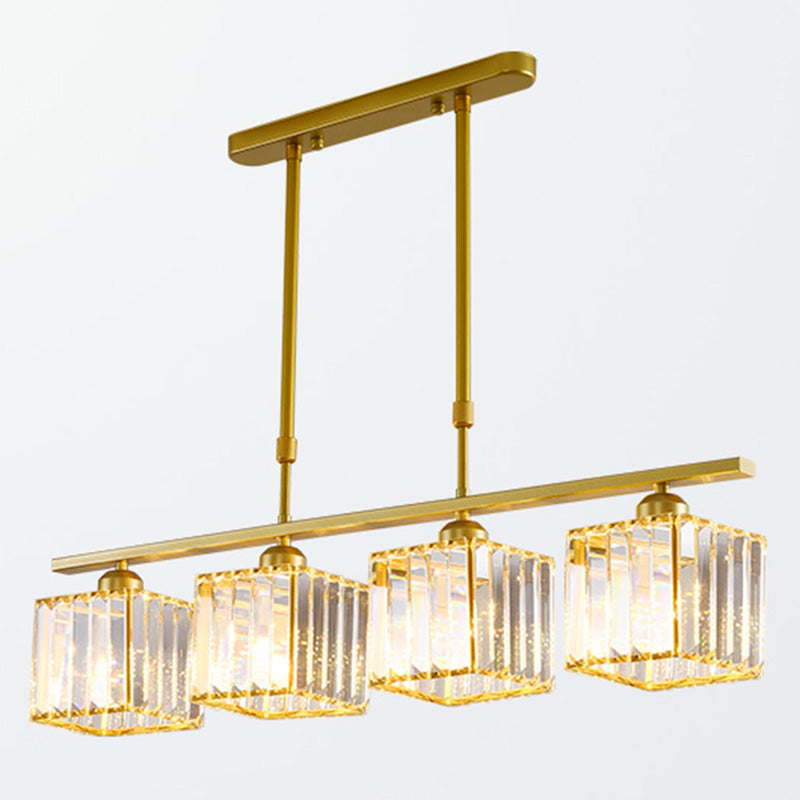 Squares oro Isola illuminazione Isola Stile Minimalista Crystal Island Pendant Light