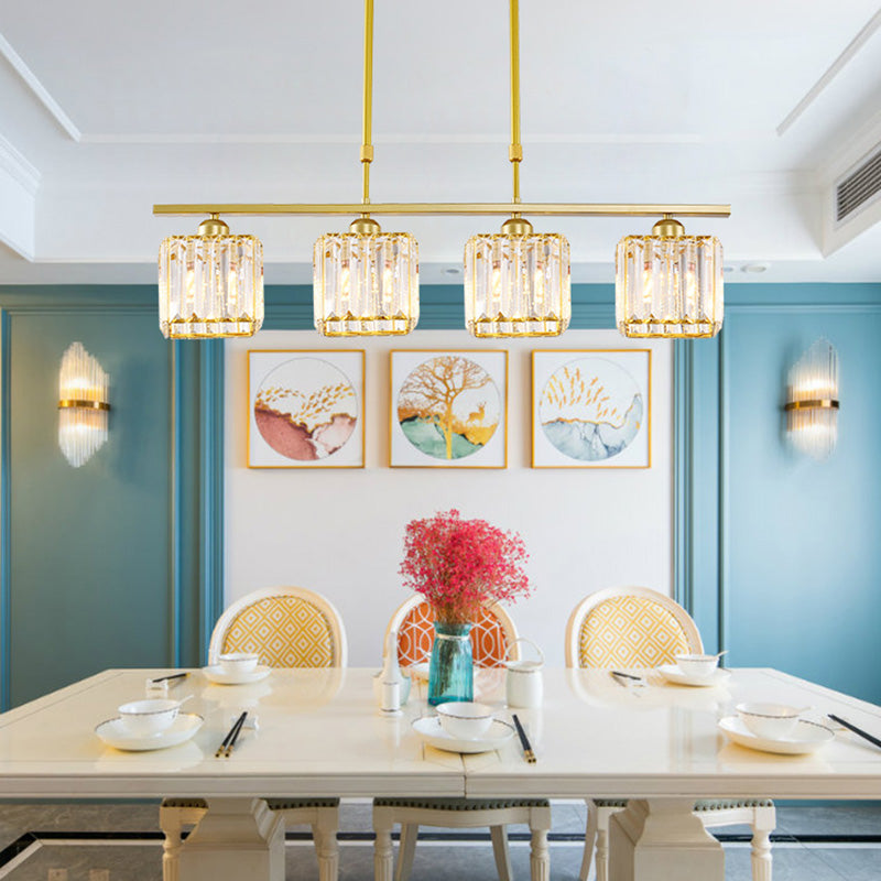 Squares oro Isola illuminazione Isola Stile Minimalista Crystal Island Pendant Light