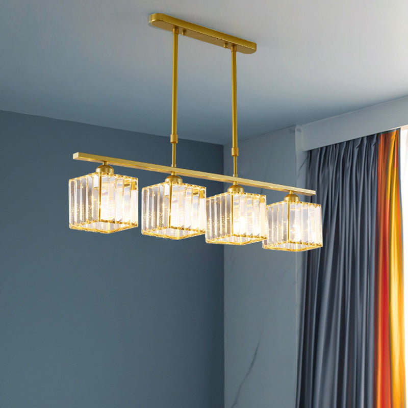 Squares oro Isola illuminazione Isola Stile Minimalista Crystal Island Pendant Light