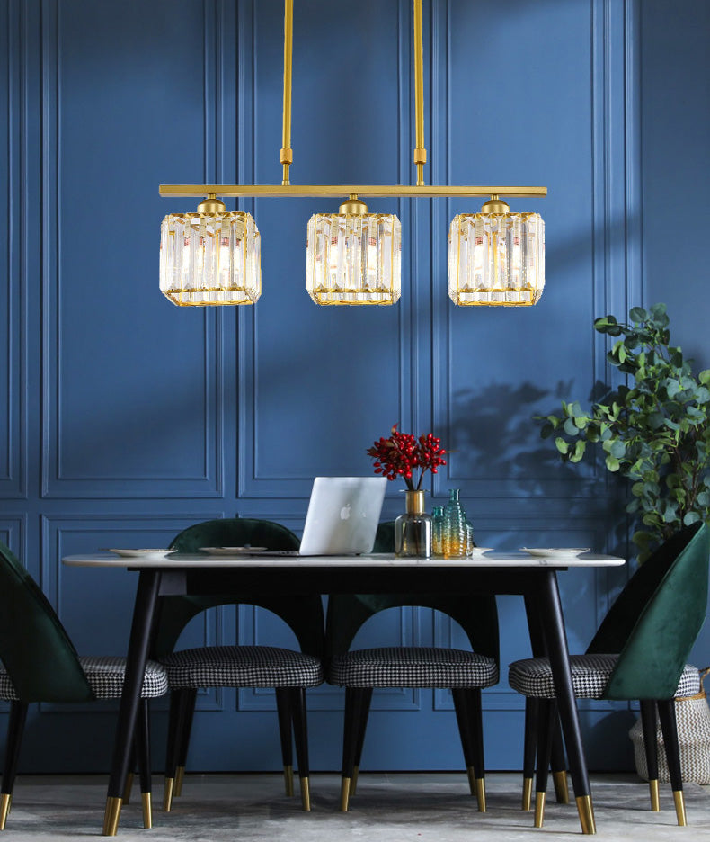 Squares oro Isola illuminazione Isola Stile Minimalista Crystal Island Pendant Light