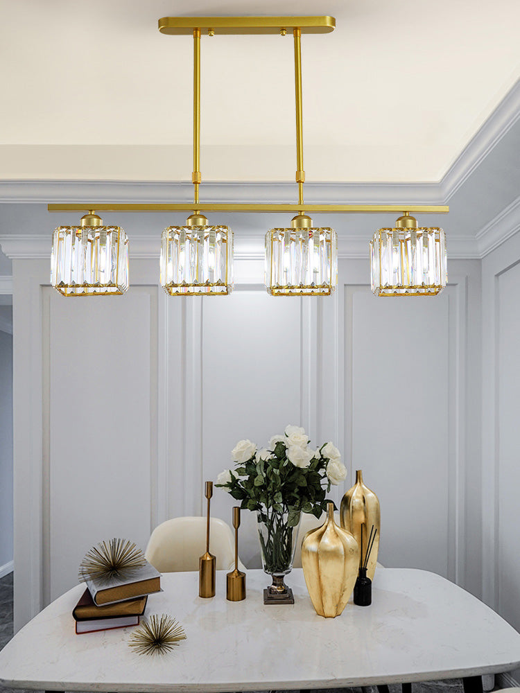 Squares oro Isola illuminazione Isola Stile Minimalista Crystal Island Pendant Light