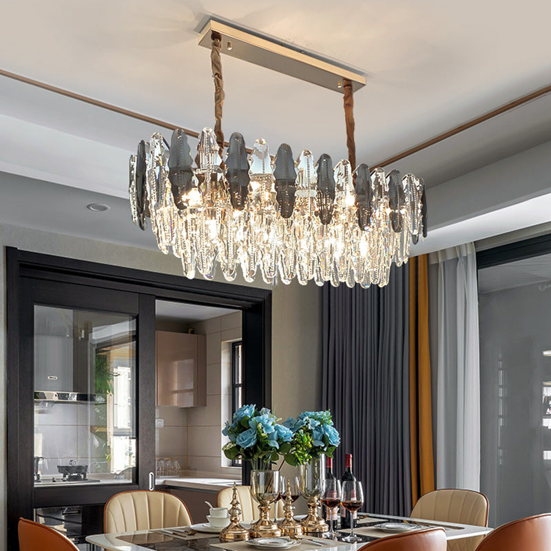 Luz de la isla de cristal sombreada lámpara de lámpara de lámpara de estilo moderno en transparente