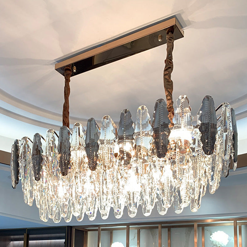 Luz de la isla de cristal sombreada lámpara de lámpara de lámpara de estilo moderno en transparente