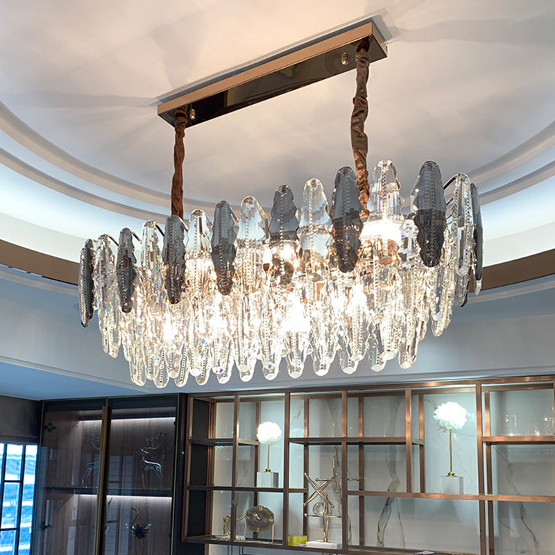 Luz de la isla de cristal sombreada lámpara de lámpara de lámpara de estilo moderno en transparente