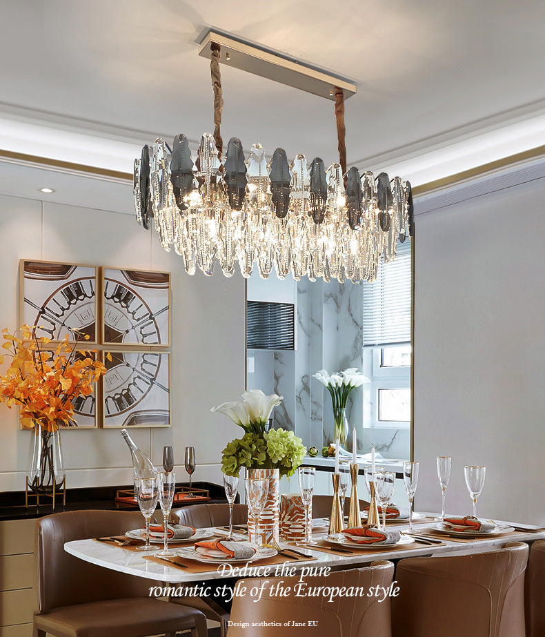 Luz de la isla de cristal sombreada lámpara de lámpara de lámpara de estilo moderno en transparente