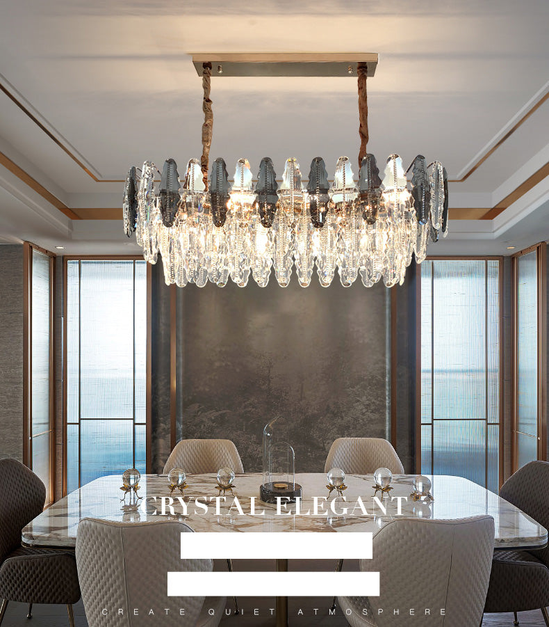 Luz de la isla de cristal sombreada lámpara de lámpara de lámpara de estilo moderno en transparente