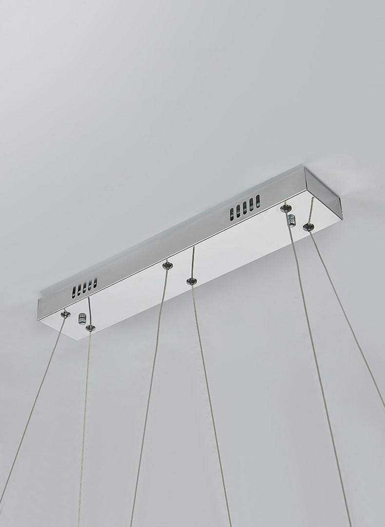 Luz de la isla ovalada plateada lámpara de lámpara de cristal led nórdico lámpara de lámpara de lámpara