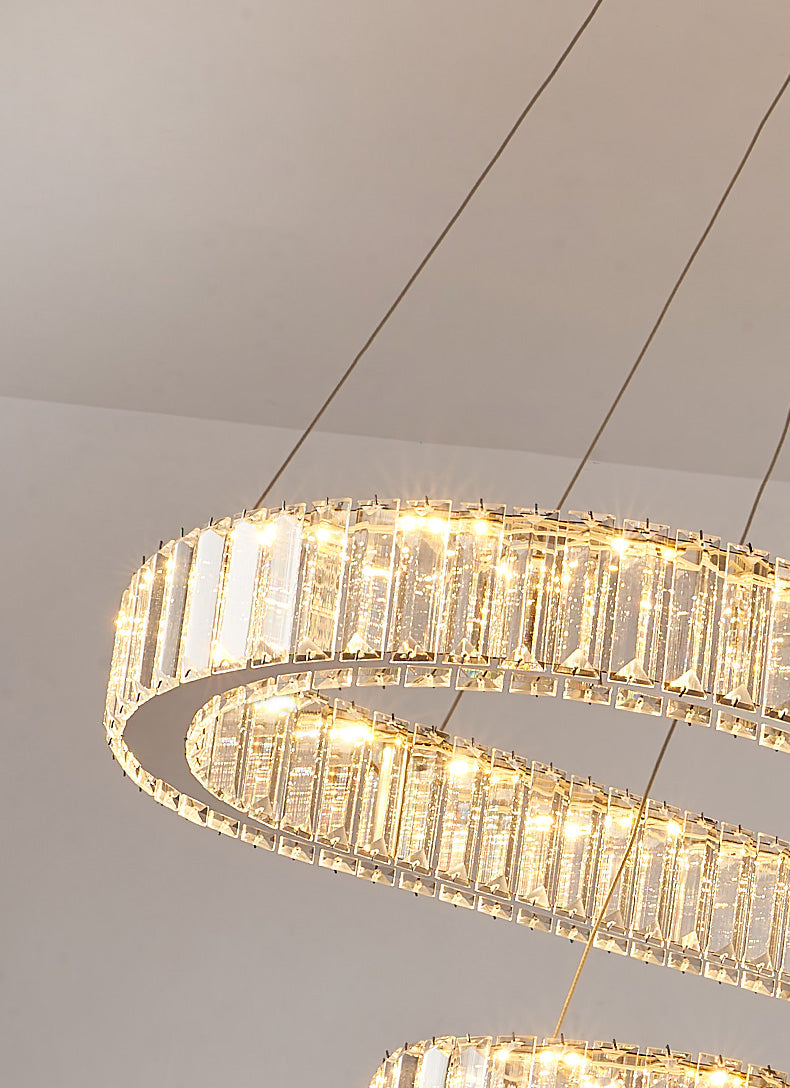 Luz de la isla ovalada plateada lámpara de lámpara de cristal led nórdico lámpara de lámpara de lámpara