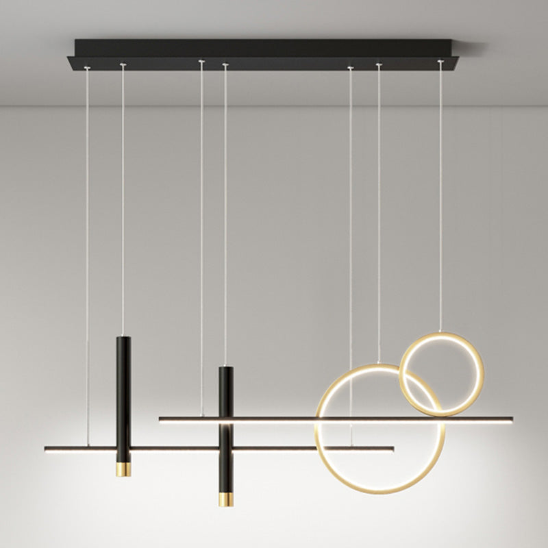 Minimalist LED Island Lighting Fixture Linear Island Chandelier Light with Metal Shade