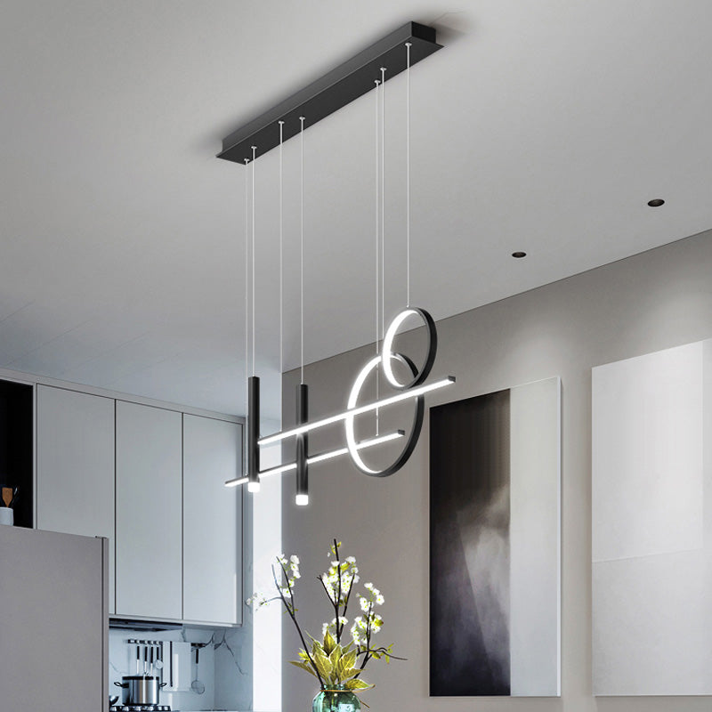 Minimalist LED Island Lighting Fixture Linear Island Chandelier Light with Metal Shade