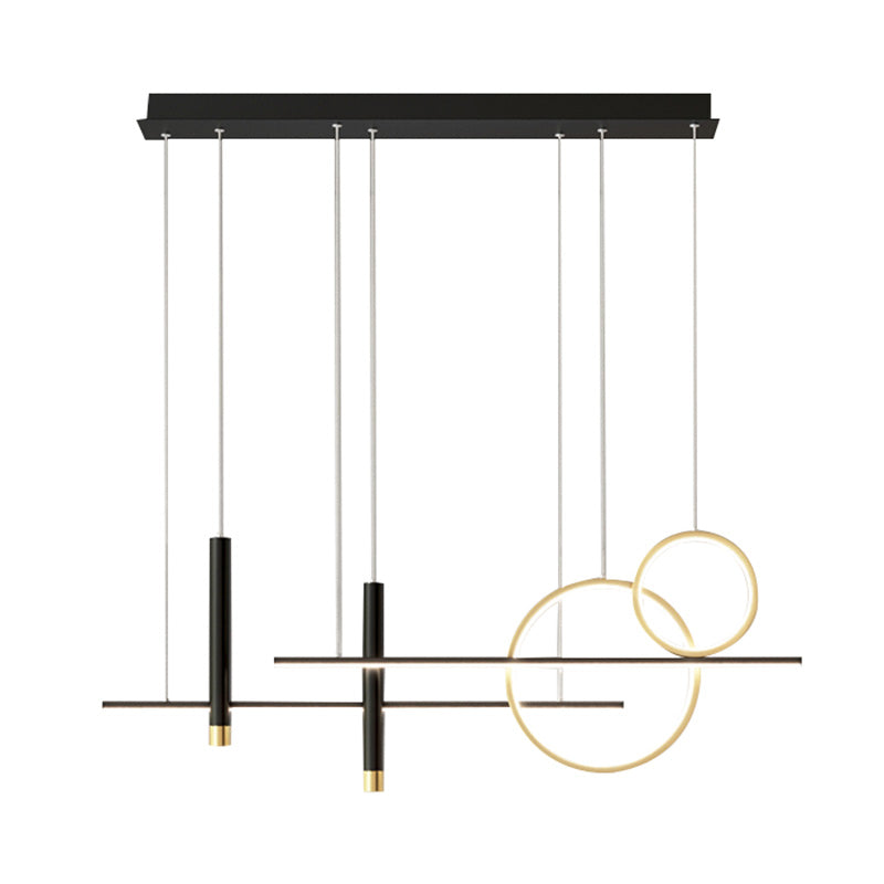 Minimalist LED Island Lighting Fixture Linear Island Chandelier Light with Metal Shade