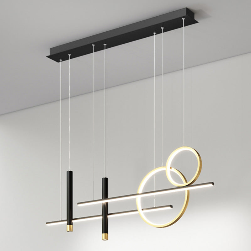 Minimalist LED Island Lighting Fixture Linear Island Chandelier Light with Metal Shade