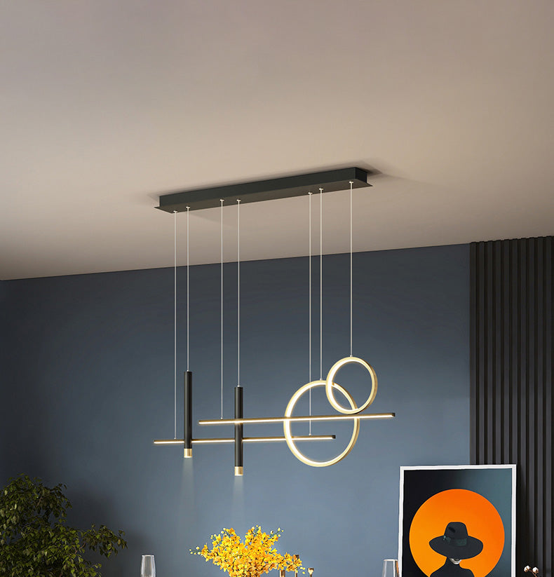 Minimalist LED Island Lighting Fixture Linear Island Chandelier Light with Metal Shade