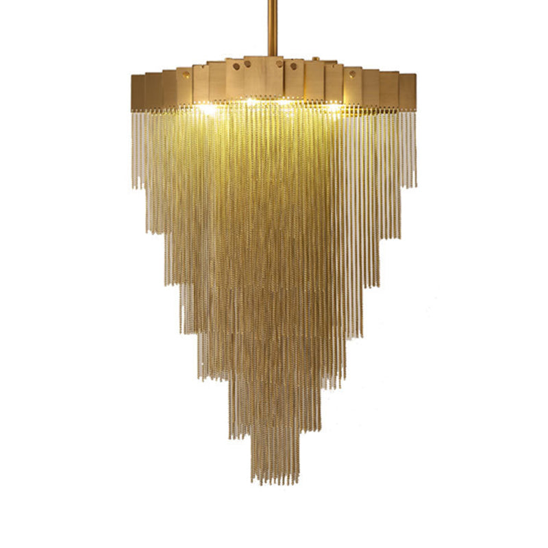 Metal Conical Chandelier Lamp Traditional 16 Lights Living Room Suspension Lighting in Brass