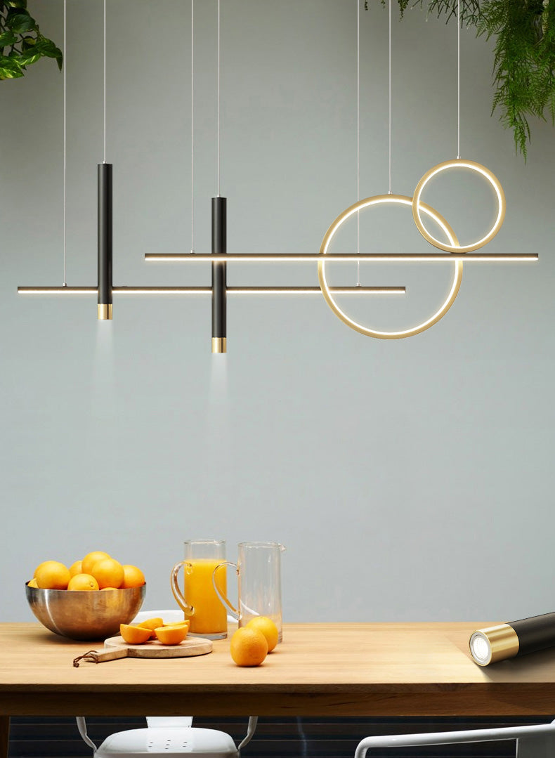 Minimalist LED Island Lighting Fixture Linear Island Chandelier Light with Metal Shade