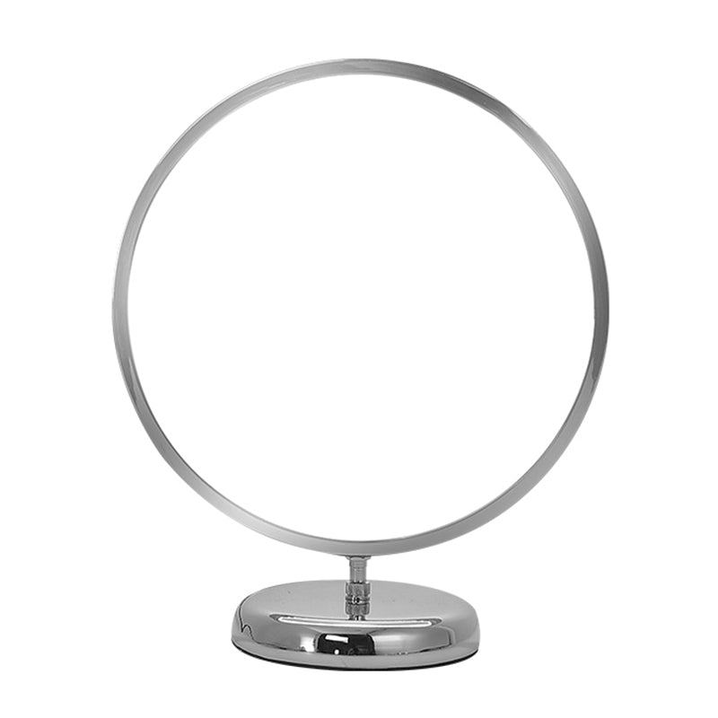 Chrome Ring Shaped Night Stand Lamp Simple Style Metal LED Table Light