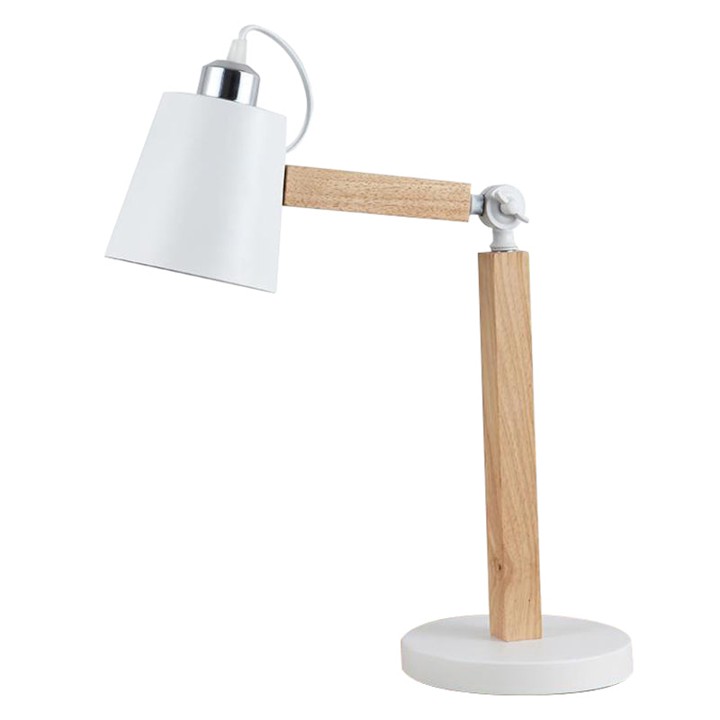 Nordic Tapered Shade Study Lamp Metal 1 Bulb Bedroom Table Light with Swing Arm
