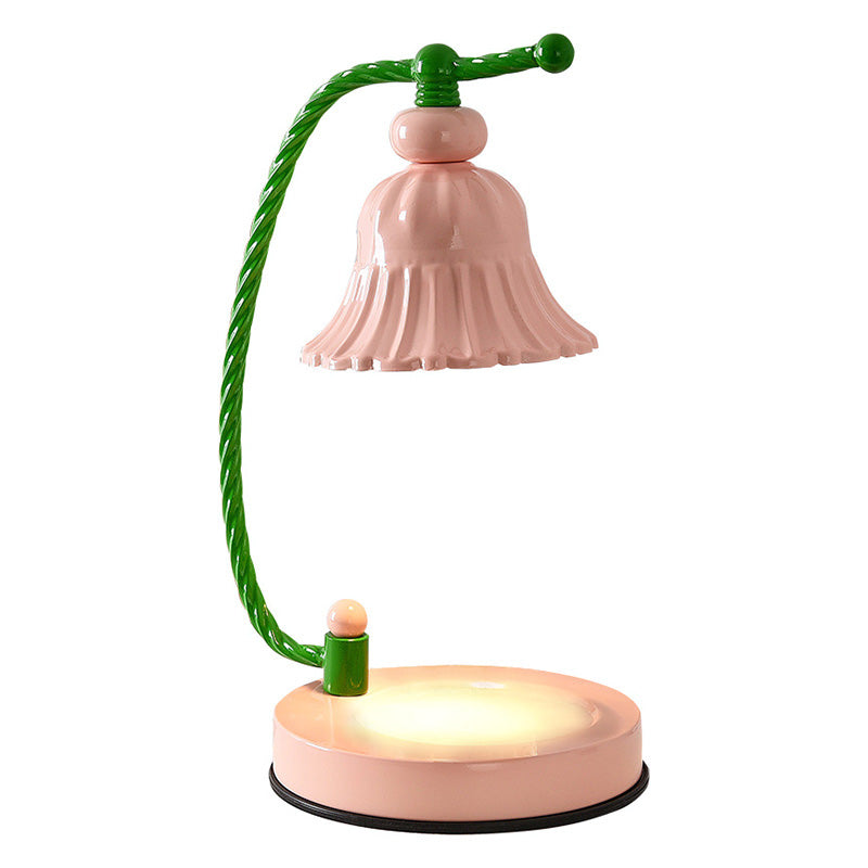 Flower Shaped Wax Warmer Lamp Nordic Metal 1 Head Pink Finish Table Light