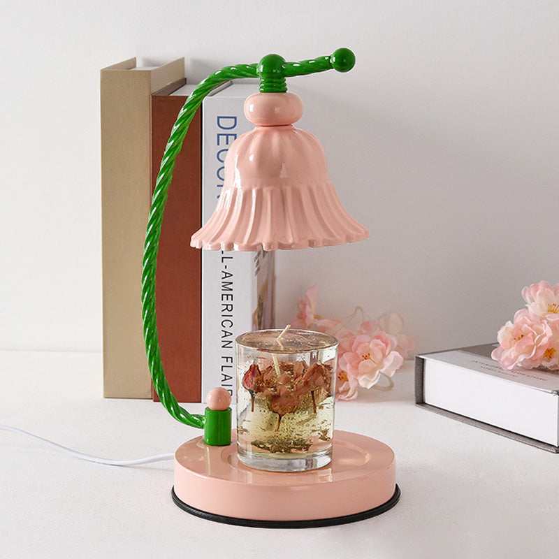 Flower Shaped Wax Warmer Lamp Nordic Metal 1 Head Pink Finish Table Light