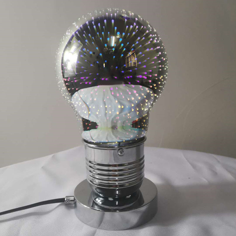3D Mirrored Glass Ball Night Lamp Postmodern 1 Head Table Light in Chrome